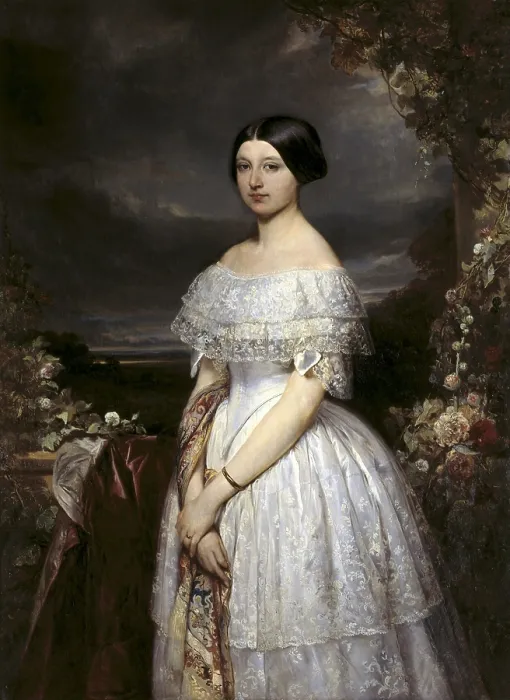 Framed Print : GALLAIT, Louis (1810-1887). Portrait of Viscountess of Biolley. 1850. Oil on canvas. BELGIUM. Tournai. Fine Arts Museum