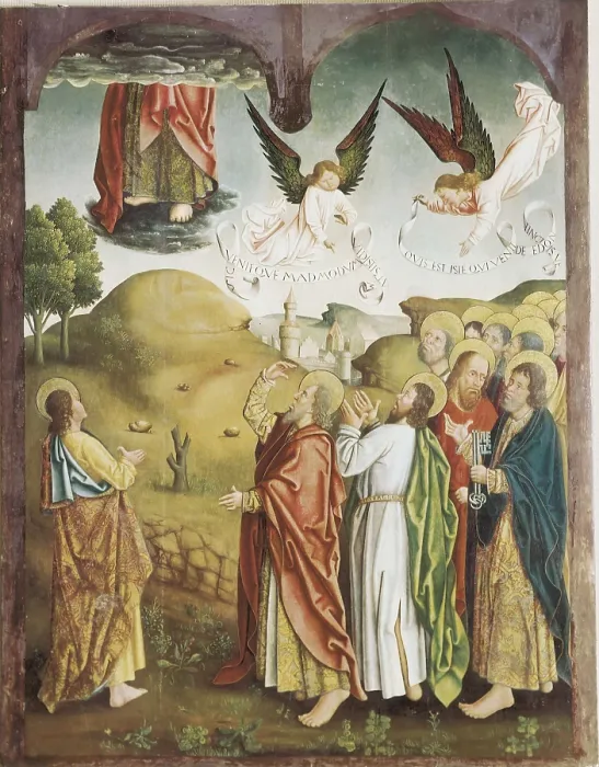 Framed Print : GALLEGO, Fernando (1440-1507). The Ascension. end 15th c. Belonging to the main altarpiece of the church. Renaissance art. Oil on wood. SPAIN. Arcenillas