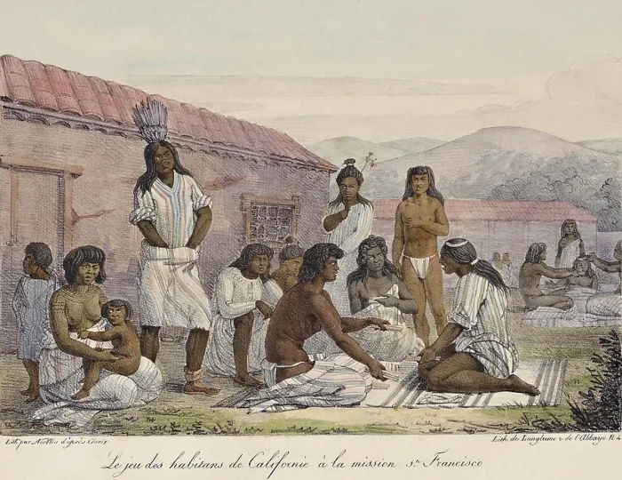 Framed Print : GAMBLING BY THE INHABITANTS OF CALIFORNIA AT THE MISSION OF SAN FRANCISCO, c. 1815-18, lithograph after watercolor painting by Louis Chorus Framed Print : GAMBLING BY THE INHABITANTS OF CALIFORNIA AT THE MISSION OF SAN FRANCISCO, c. 1815-18, lithograph after watercolor painting by Louis Chorus