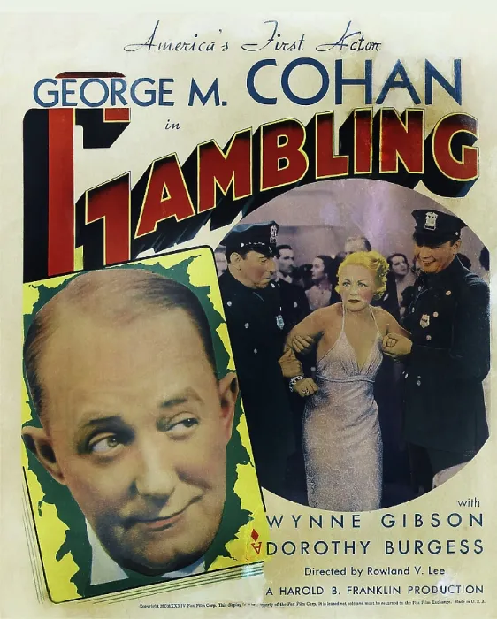 Framed Print : GAMBLING, US poster, far left: George M. Cohan, Wynne Gibson (center right), 1934