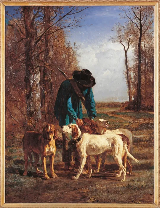 Framed Print : The Game Keeper Stops Near His Dogs, by Unknown Artist, 1854, 19th Century, oil on canvas, cm 117 x 90 - France, Ile de France, Paris, Muse dOrsay, RF1897. All Framed Print : The Game Keeper Stops Near His Dogs, by Unknown Artist, 1854, 19th Century, oil on canvas, cm 117 x 90 - France, Ile de France, Paris, Muse dOrsay, RF1897. All