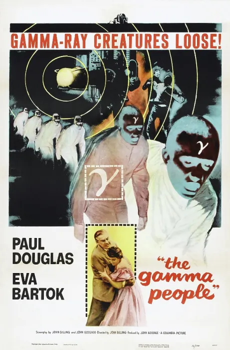 Framed Print : THE GAMMA PEOPLE, US poster, bottom: Paul Douglas, Eva Bartok, 1956 Framed Print : THE GAMMA PEOPLE, US poster, bottom: Paul Douglas, Eva Bartok, 1956