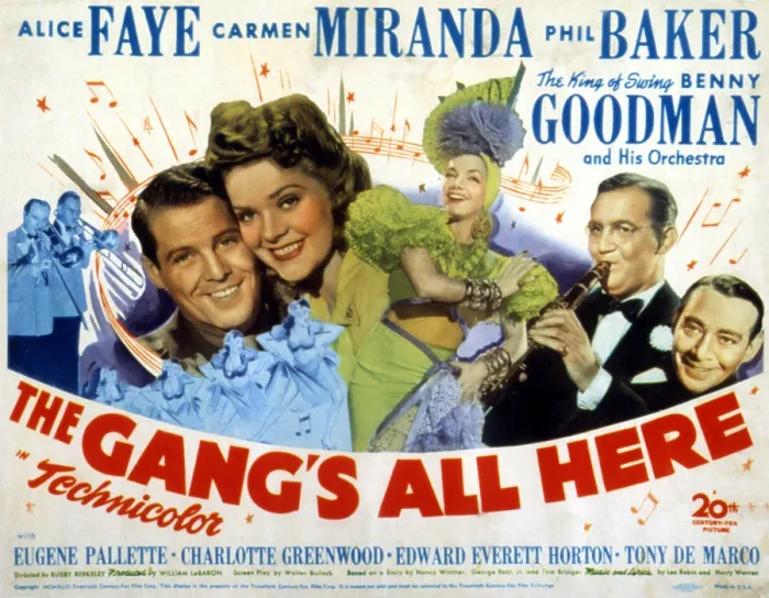 Framed Print : THE GANG'S ALL HERE, James Ellison, Alice Faye, Carmen Miranda, Benny Goodman, Phil Baker, 1943. TM and Copyright 20th Century Fox Film Corp. All rights reserved Framed Print : THE GANG'S ALL HERE, James Ellison, Alice Faye, Carmen Miranda, Benny Goodman, Phil Baker, 1943. TM and Copyright 20th Century Fox Film Corp. All rights reserved