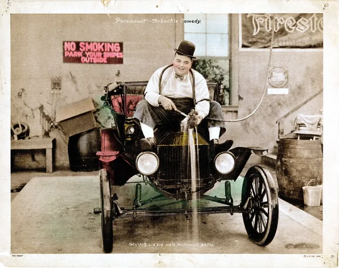 Framed Print : THE GARAGE, lobbycard, Roscoe Fatty Arbuckle, 1920