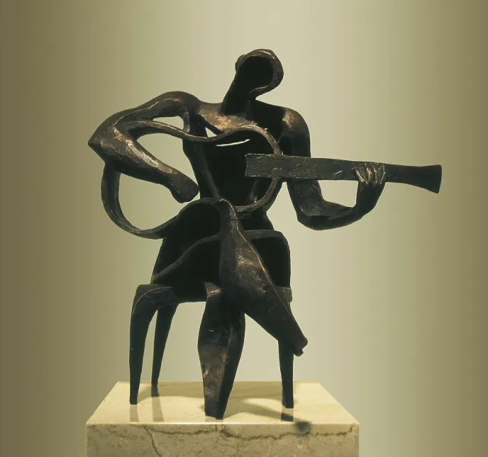 Framed Print : GARCIA DONAIRE, Joaqun (1926). Guitarist. Sculpture on bronze. AISA / Everett Collection - Image has fine art copyright