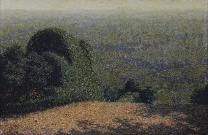 Framed Print : Garden Corner (Angolo di giardino), by Angelo Morbelli, 1912, 20th Century, oil on canvas, 35 x 45 cm - Italy, Lazio, Rome, National Gallery of Modern and Contemporary Art-GNAM