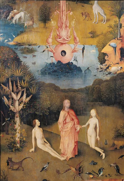 Framed Print : Garden of Earthly Delights - The Earthly Paradise, by Van Aeken Joren Anthoniszoon known as Bosch Hieronymus, 16th Century, 1503 -1504, oil on panel, cm 220 x 97