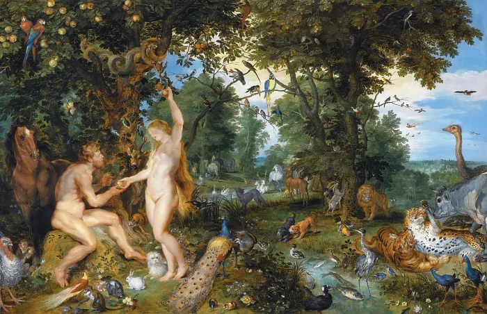Framed Print : The Garden of Eden with the Fall of Man, 1615, by Jan Brueghel the Elder & Peter Paul Rubens, Flemish painting, oil on panel
