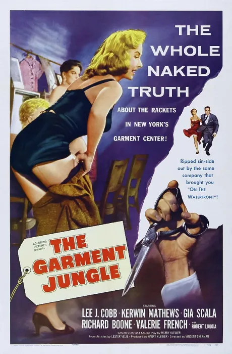 Framed Print : THE GARMENT JUNGLE, US poster art, top right: Gia Scala, Kerwin Mathews, 1957