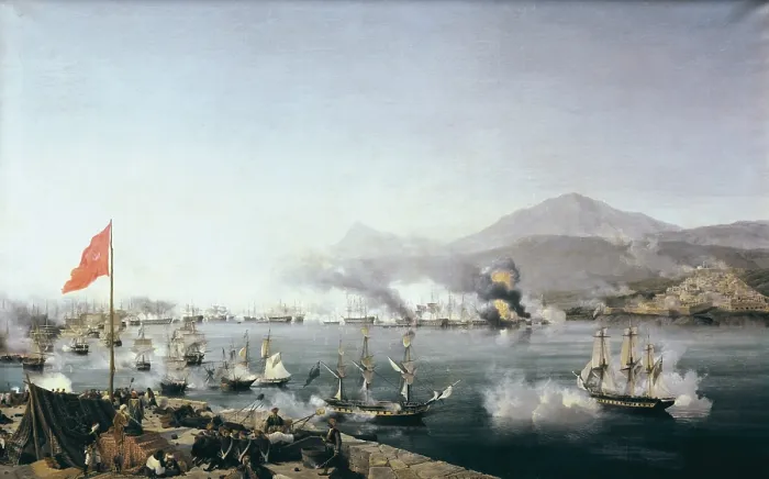 Framed Print : GARNERAY, Louis (1783-1857). Naval Battle of Navarino. ca. 1827. Greek War of Independence (1821-1832). Battle of Navarino, October 20th, 1827