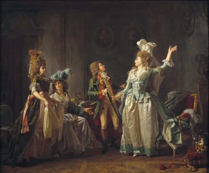 Framed Print : GARNIER, Michel (1753-1819). The Departure of the Dragon Guard. Rococo. Oil on canvas. FRANCE. Paris. Musee Carnavalet (Carnavalet Museum)