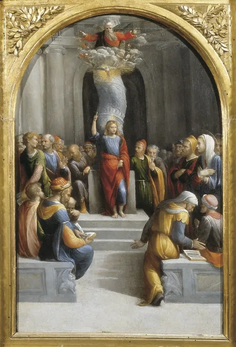Framed Print : GAROFALO, Benvenuto Tisi, also called (1481-1559). Jesus among the Doctors of the Temple. Mannerism art. Oil on canvas. ITALY. Turin. Galleria Sabauda (Sabauda Gallery) Framed Print : GAROFALO, Benvenuto Tisi, also called (1481-1559). Jesus among the Doctors of the Temple. Mannerism art. Oil on canvas. ITALY. Turin. Galleria Sabauda (Sabauda Gallery)