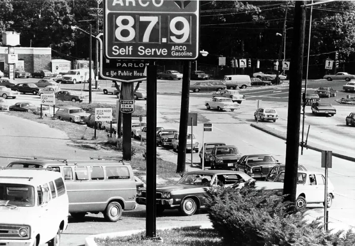 Framed Print : GAS SHORTAGE-Cars wait in a long line at a gas station during the gas shortage. 1974. Courtesy: CSU Archives / Everett Collection Framed Print : GAS SHORTAGE-Cars wait in a long line at a gas station during the gas shortage. 1974. Courtesy: CSU Archives / Everett Collection