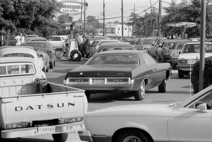 Framed Print : Gasoline lines due to the gasoline shortage, photograph by Warren K. Leffler, June 15, 1979
