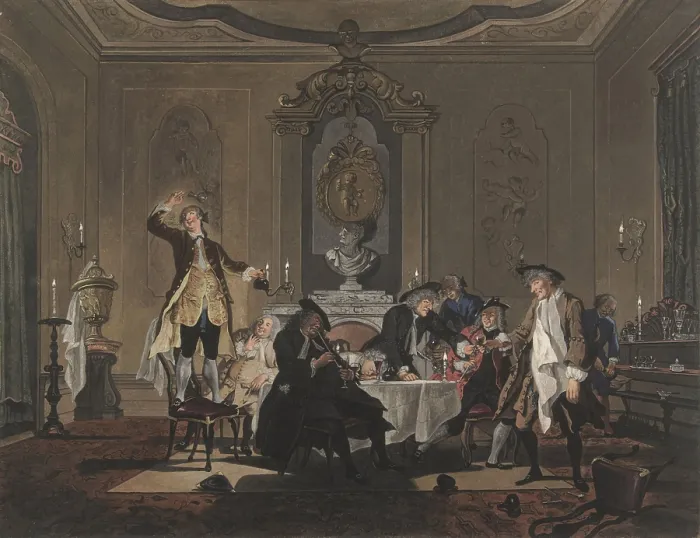 Framed Print : Gathering of friends at the home of Biberius, by Sara and Cornelis Troost, 1769, Dutch watercolor painting (BSLOC_2016_2_177)