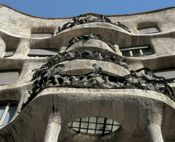Framed Print : GAUDI i CORNET, Antoni (1852-1926). Mil House or La Pedrera. 1906-1910. SPAIN. Barcelona. Mil House or 'The Quarry'. Balconies of the main faade. Modernism