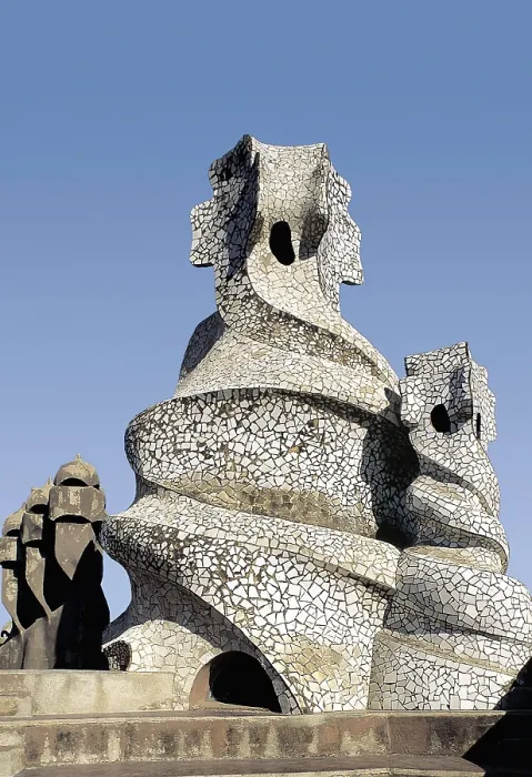 Framed Print : GAUDI i CORNET, Antoni (1852-1926). Mil House or La Pedrera. 1906-1910. SPAIN. Barcelona. Mil House or 'The Quarry'. Chimneys and stairway exit to the roof. Modernism