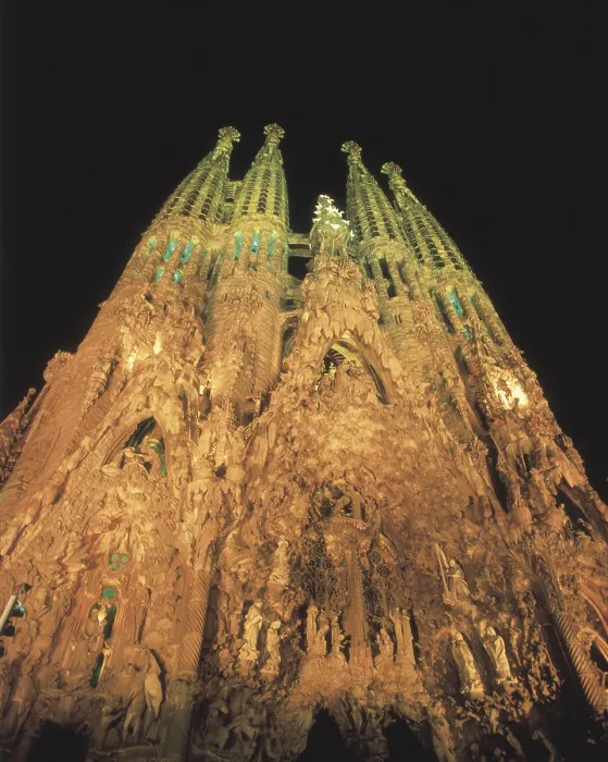 Framed Print : GAUDI i CORNET, Antoni (1852-1926). Sagrada Familia (Expiatory Temple of the Holy Family). 1884-1926. SPAIN. Barcelona. Expiatory Church of the Holy Family. Nativity facade