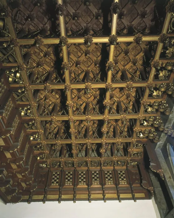 Framed Print : GAUDI i CORNET, Antoni (1852-1926). Guell Palace. 1885-1890. SPAIN. Barcelona. Gell Palace. Coffered ceiling of the rooms of the first floor. Modernism. Modernism