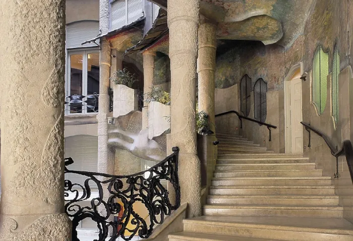 Framed Print : GAUDI i CORNET, Antoni (1852-1926). Mil House or La Pedrera. 1906-1910. SPAIN. Barcelona. Mil House or 'The Quarry'. Main staircase. Modernism. Architecture