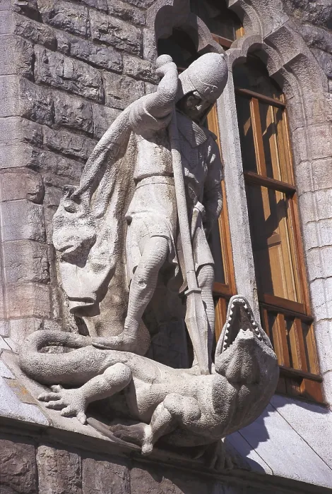 Framed Print : GAUDI i CORNET, Antoni (1852-1926). Botines House. 1892-1894. SPAIN. CASTILE AND LEON. Len. Botines House. Statue of Sant Jordi (St) Framed Print : GAUDI i CORNET, Antoni (1852-1926). Botines House. 1892-1894. SPAIN. CASTILE AND LEON. Len. Botines House. Statue of Sant Jordi (St)