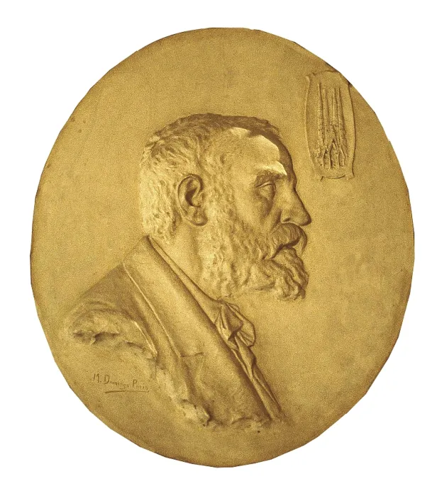 Framed Print : GAUDI i CORNET, Antoni (1852-1926). Portrait of the early 20th c. Work by DOMINGO PEREZ, M. (19th-20th century). Relief. SPAIN. Barcelona. GUell Palace