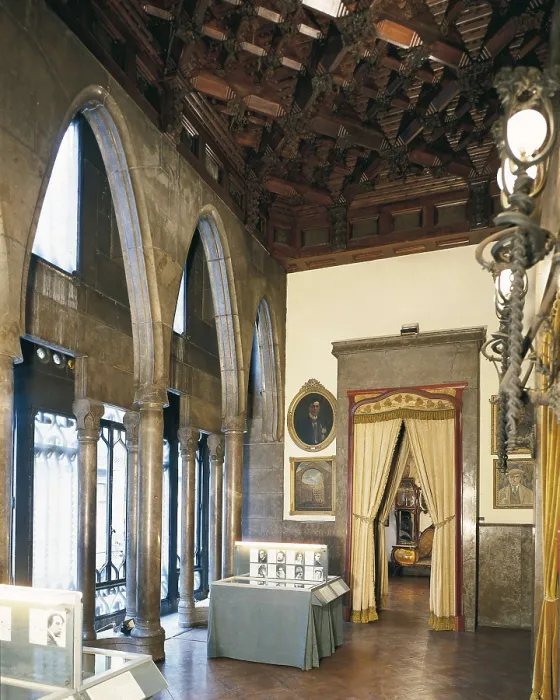 Framed Print : GAUDI i CORNET, Antoni (1852-1926). Guell Palace. 1885-1890. SPAIN. Barcelona. Gell Palace. Hall from the first floor. Modernism. Architecture