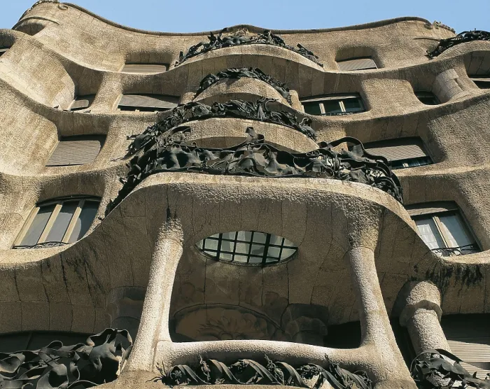 Framed Print : GAUDI i CORNET, Antoni (1852-1926). Mil House or La Pedrera. 1906-1910. SPAIN. CATALONIA. Barcelona. Mil House or 'The Quarry'. Facade. Modernism. Architecture