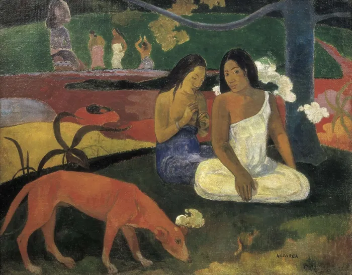 Framed Print : GAUGUIN, Paul (1848-1903). Arearea. 1892. He painted this canvas during his second year living in Tahiti. He had already abandoned his impressionist influences