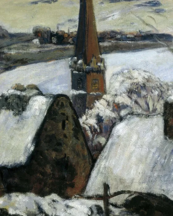 Framed Print : GAUGUIN, Paul (1848-1903). Breton Village in Snow. ca. 1894. Central detail. Impressionism. Oil on canvas. FRANCE. Paris. Muse d'Orsay (Orsay Museum)