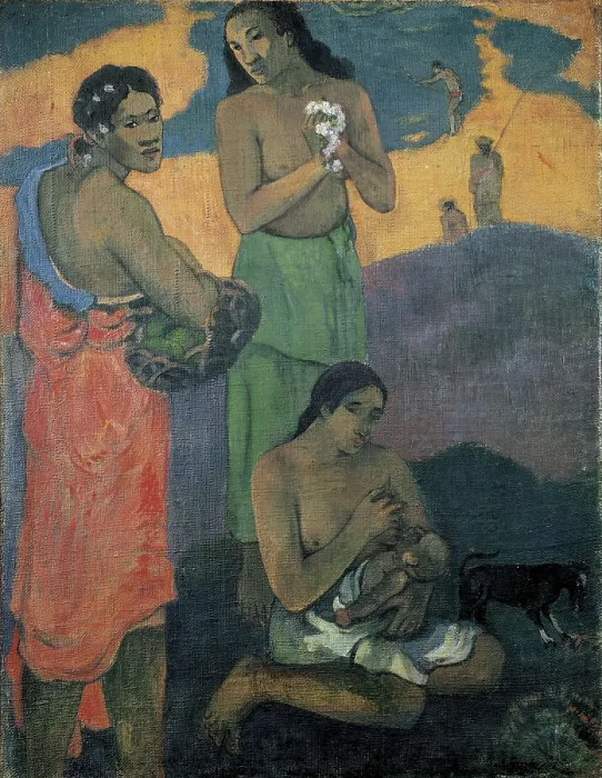 Framed Print : GAUGUIN, Paul (1848-1903). Three Women on the Seashore or Maternity. 1899. Post-Impressionism. Oil on canvas. RUSSIA. Saint Petersburg. State Hermitage Museum
