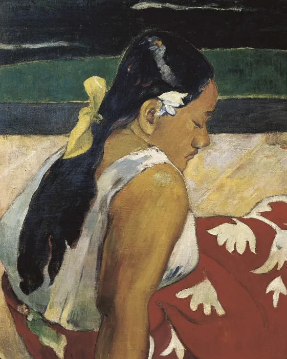 Framed Print : GAUGUIN, Paul (1848-1903). Women of Tahiti or On the Beach. 1891. Detail. Impressionism. Oil on canvas. FRANCE. Paris. Muse d'Orsay (Orsay Museum)