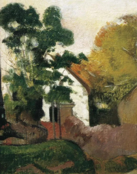 Framed Print : GAUGUIN, Paul (1848-1903). Yellow Haystacks, or Golden Harvest. 1889. Left upper detail. Symbolism. Pont-Aven school. Oil on canvas. FRANCE. Paris Framed Print : GAUGUIN, Paul (1848-1903). Yellow Haystacks, or Golden Harvest. 1889. Left upper detail. Symbolism. Pont-Aven school. Oil on canvas. FRANCE. Paris