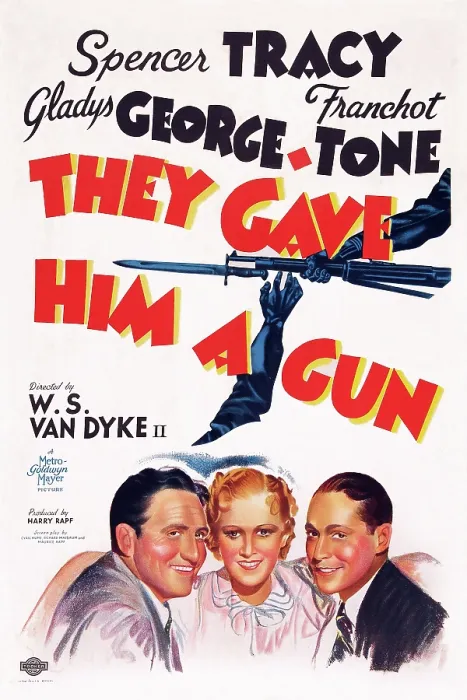 Framed Print : THEY GAVE HIM A GUN, US poster art, from left: Spencer Tracy, Gladys George, Franchot Tone, 1937