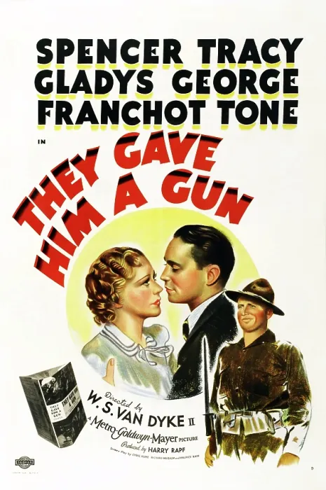 Framed Print : THEY GAVE HIM A GUN, US poster, from left: Gladys George, Franchot Tone, Spencer Tracy, 1937