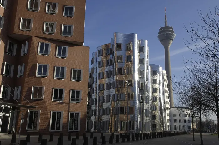 Framed Print : GEHRY, Frank (1929). GERMANY. Dsseldorf. Building complex located at the Media Harbour