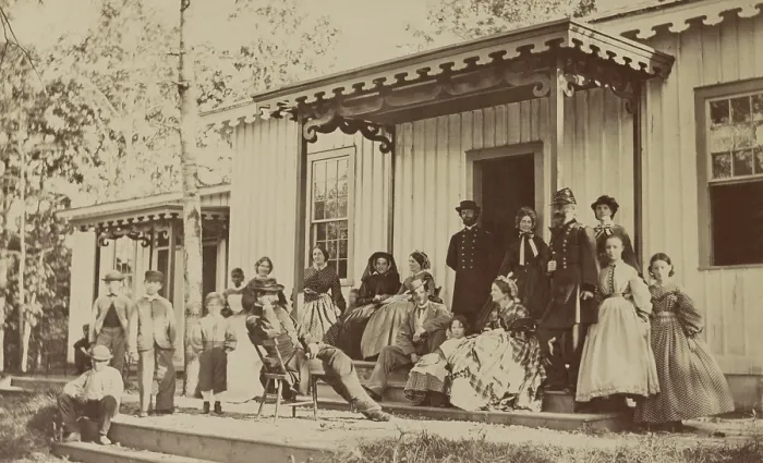 Framed Print : Gen. Samuel P. Heintzelman and group of women and children, gathered at a Union convalescent camp, near Alexandria, Virginia Framed Print : Gen. Samuel P. Heintzelman and group of women and children, gathered at a Union convalescent camp, near Alexandria, Virginia