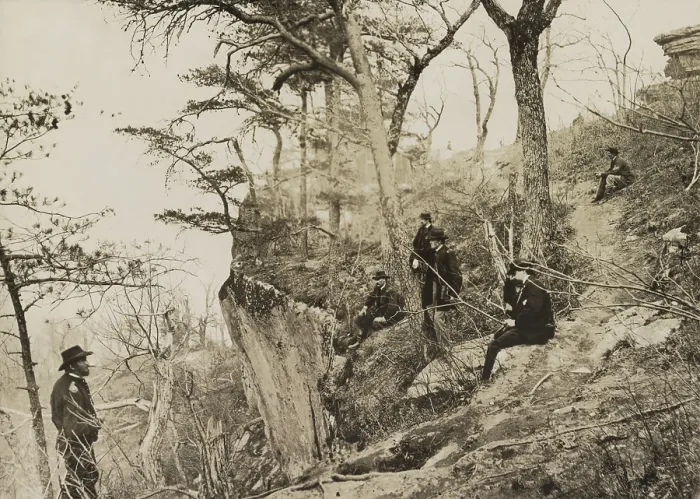 Framed Print : Gen. Ulysses Grant (far left) with his staff on Lookout Mountain, Tennessee, Nov. or Dec. 1863. In center, L-R: Gen. John Rawlins, Gen. J.D. Webster, Col. Clark B. Lagow, and Col Framed Print : Gen. Ulysses Grant (far left) with his staff on Lookout Mountain, Tennessee, Nov. or Dec. 1863. In center, L-R: Gen. John Rawlins, Gen. J.D. Webster, Col. Clark B. Lagow, and Col