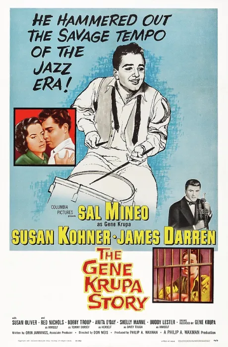 Framed Print : THE GENE KRUPA STORY, US poster art, from left: Susan Kohner, Sal Mineo, James Darren, 1959