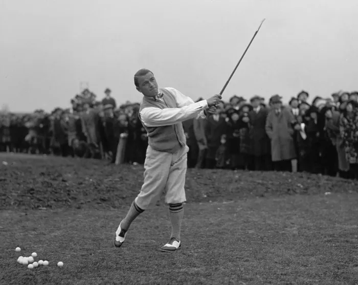 Framed Print : Gene Sarazen (1902-1999), famous golfer at the beginning of his long career. 1922 photo of Sarazen on Washington, D.C. Area golf course