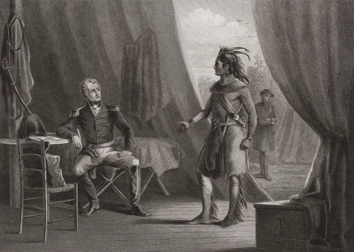 Framed Print : General Andrew Jackson and Creek Chief Red Eagle after the Battle of Horseshoe Bend, March 27, 1814