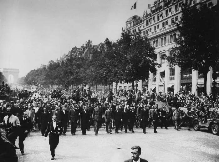 Framed Print : General Charles De Gaulle leads Paris Victory Parade, August 26, 1944. DeGaulle was president of the new Provisional Government of the French Republic. World War 2 Framed Print : General Charles De Gaulle leads Paris Victory Parade, August 26, 1944. DeGaulle was president of the new Provisional Government of the French Republic. World War 2