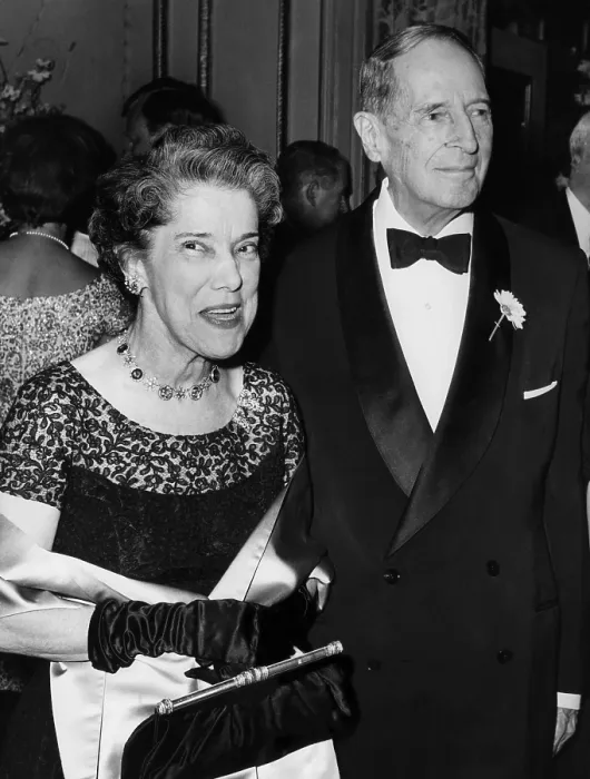 Framed Print : General Douglas MacArthur, (1880-1964), and his wife, Jean Faircloth (left), at Time Magazine's 40th Anniversary Dinner, Waldorf Astoria Hotel, New York, May 6, 1963