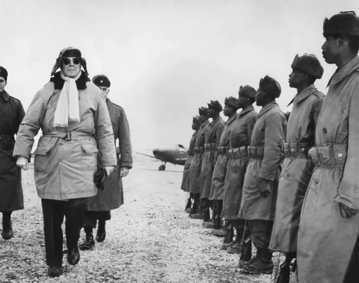 Framed Print : General Douglas MacArthur on an inspection tour of the South Korean Forces. Feb. 21, 1951. Korean War, 1950-53. (BSLOC_2014_11_134) Framed Print : General Douglas MacArthur on an inspection tour of the South Korean Forces. Feb. 21, 1951. Korean War, 1950-53. (BSLOC_2014_11_134)