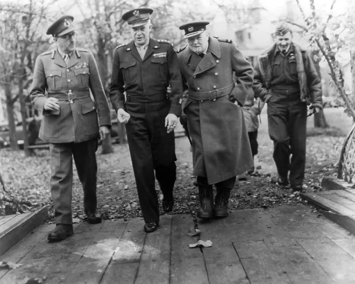 Framed Print : General Dwight Eisenhower with Prime Minister Winston Churchill. At left is General Sir Alan Brooke and at right is RAF General Sir Arthur Tedder. Ca. 1943-45. World War 2 Framed Print : General Dwight Eisenhower with Prime Minister Winston Churchill. At left is General Sir Alan Brooke and at right is RAF General Sir Arthur Tedder. Ca. 1943-45. World War 2