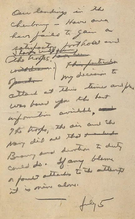 Framed Print : General Eisenhower's unused statement he drafted in case the D-Day invasion failed