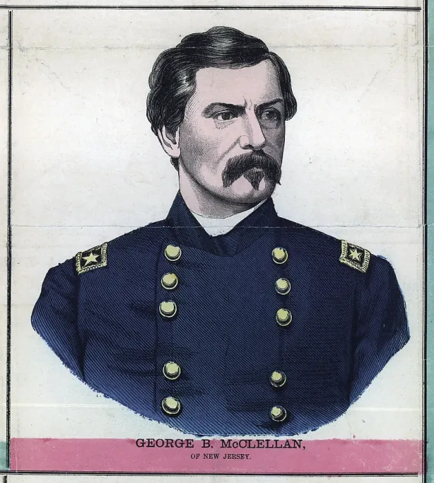 Framed Print : General George B. McClellan. Major General commanding U.S. Army. colored engraving ca. 1862