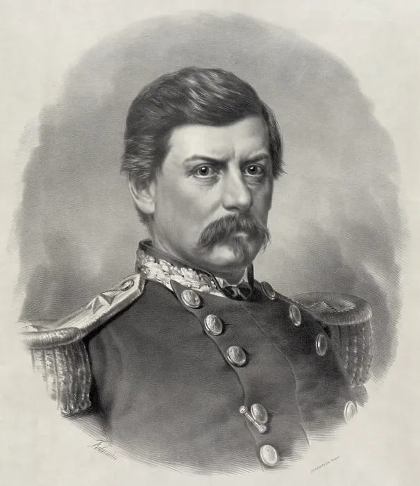 Framed Print : General George B. McClellan. Major General commanding U.S. Army. engraved portrait, ca. 1862 Framed Print : General George B. McClellan. Major General commanding U.S. Army. engraved portrait, ca. 1862