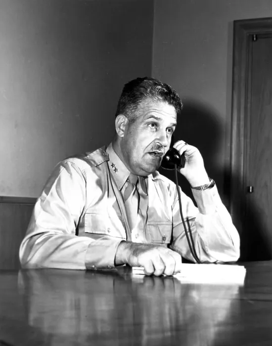 Framed Print : General Leslie Groves headed the Manhattan Project from 1942 until 1947. Prior to this, he headed the construction of the Pentagon. Ca. 1945-46. (BSLOC_2014_6_54)