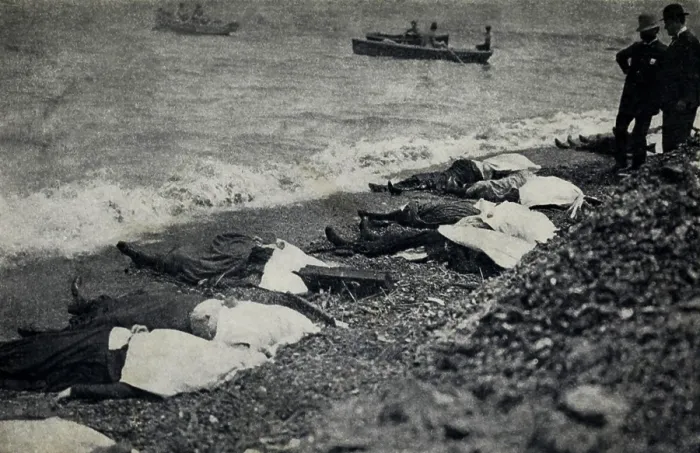 Framed Print : GENERAL SLOCUM excursion boat disaster in New York City, June 15, 1904. Dead bodies on the shore of North Brother Island in the East River Framed Print : GENERAL SLOCUM excursion boat disaster in New York City, June 15, 1904. Dead bodies on the shore of North Brother Island in the East River